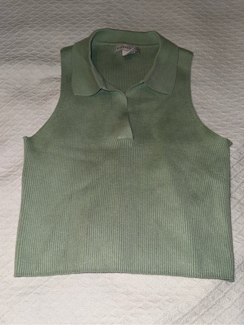 Sincerely Jules Sleeveless Polo Tank - Sage Green